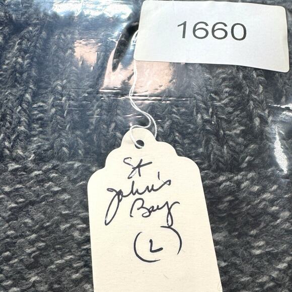 Chunky Cable Knit Fisherman Cardigan Marled Gray Women L Heritage Dark Academia - Picture 11 of 11